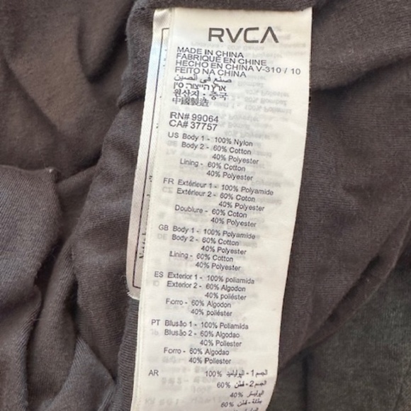 RVCA PUFFER QUILTED HOODIE VEST FULL ZIP JACKET grey/black mens S - Picture 4 of 6